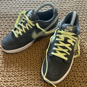 Nike Kids Glow in the Dark, Gray Sneakers with Neon Green Laces